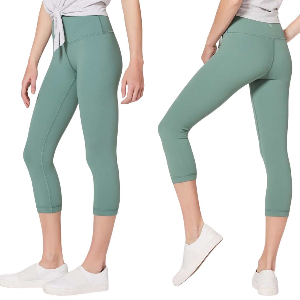 Lululemon Wunder Under Crop Hi-Rise *Full-On Luxtreme 21" in Celadon